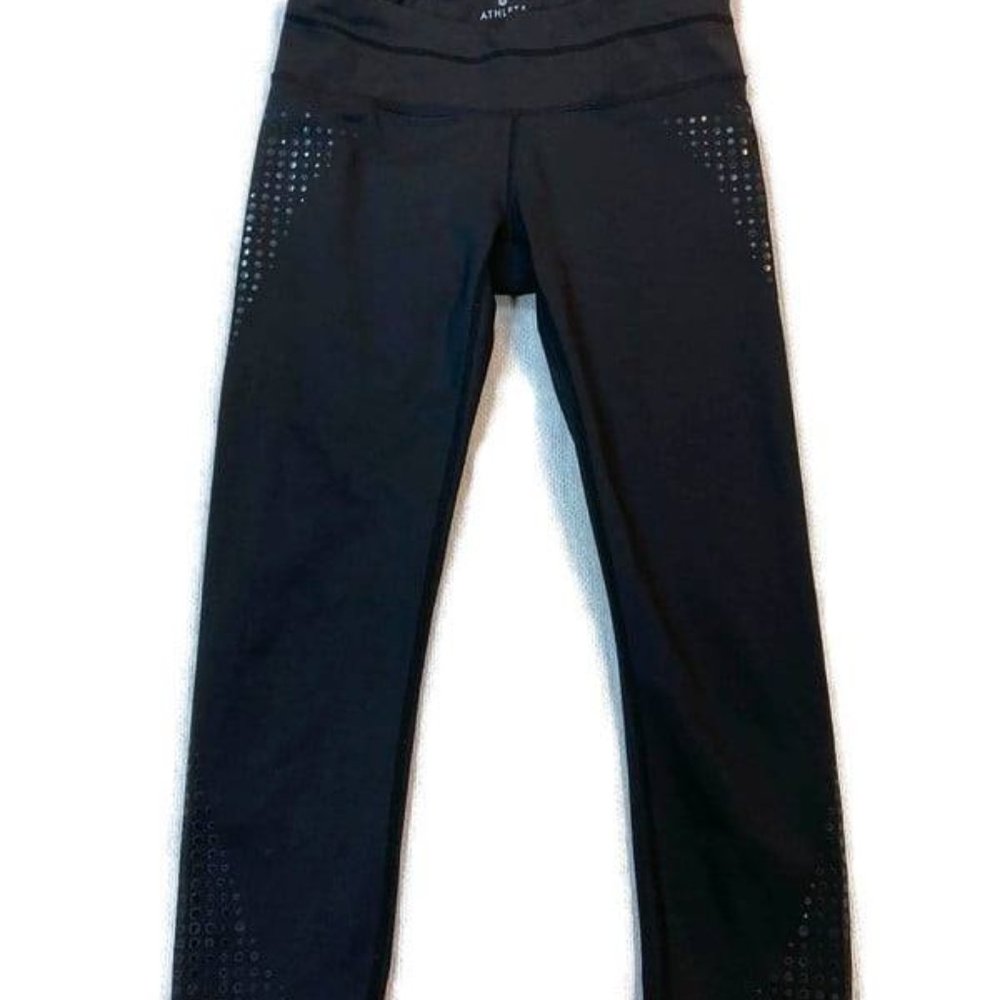 ATHLETA Gel Dot Sonar Crop Leggings- Black; Size S